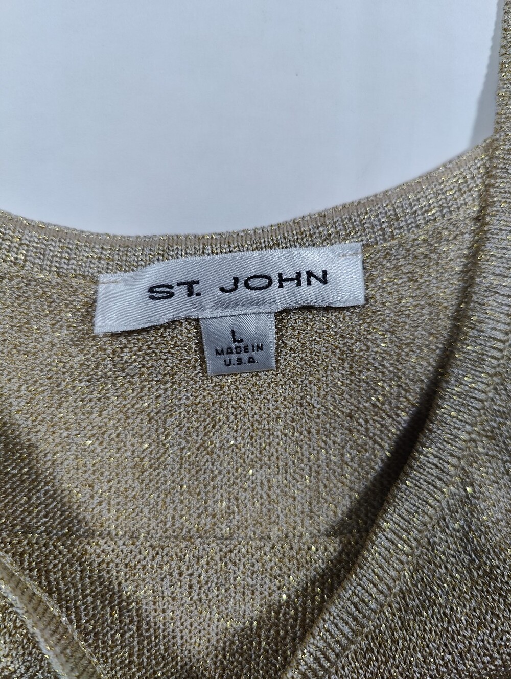 VTG St. John Gold Merallic Shimmering Santana Knit Tank Top Size L Made In USA - Picture 2 of 6